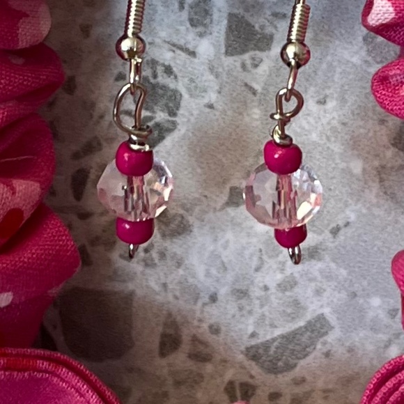 Pink Coquette Girl Scrunchie Bow with matching Earrings - Picture 3 of 8